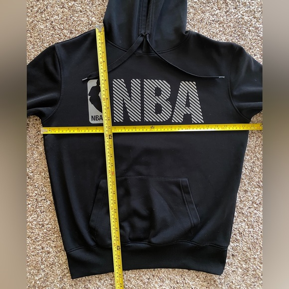 NBA BLACK Men’s Fleece hoodie drawstrings graphic prints ribbed cuff size S - Picture 6 of 8
